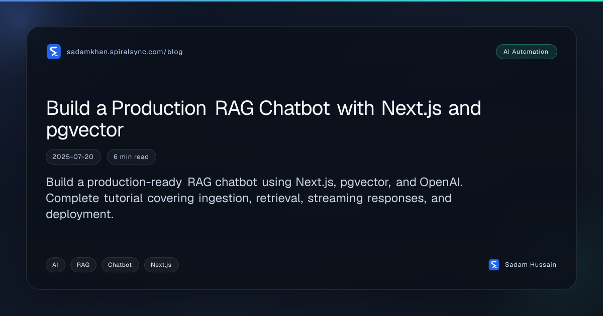 Build a Production RAG Chatbot with Next.js and pgvector