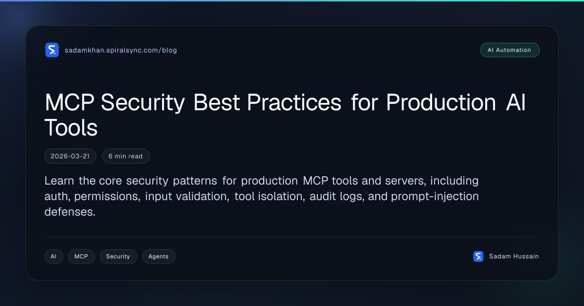 MCP Security Best Practices for Production AI Tools