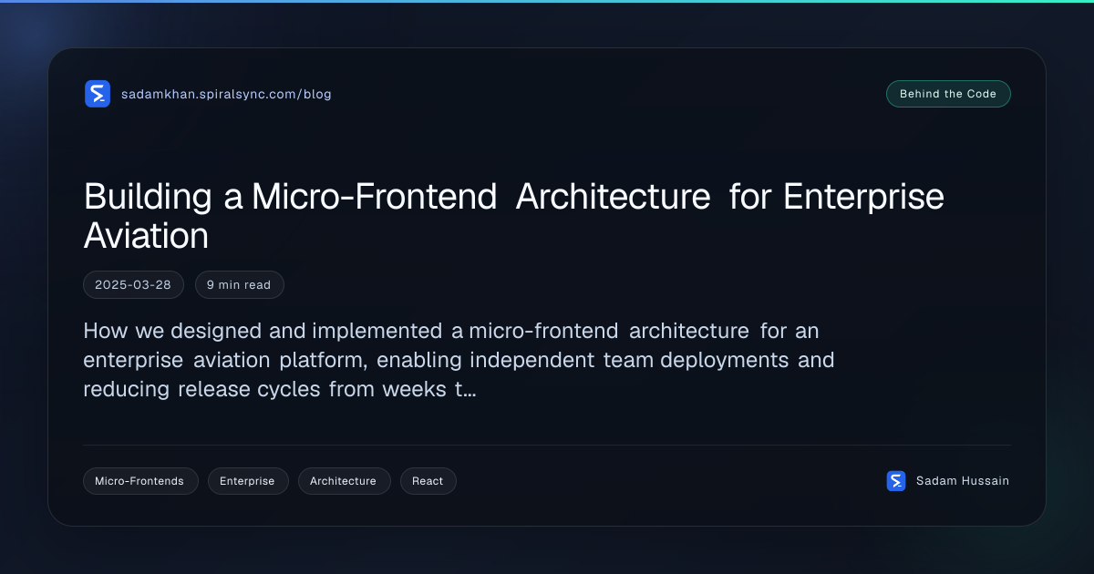 Building a Micro-Frontend Architecture for Enterprise Aviation