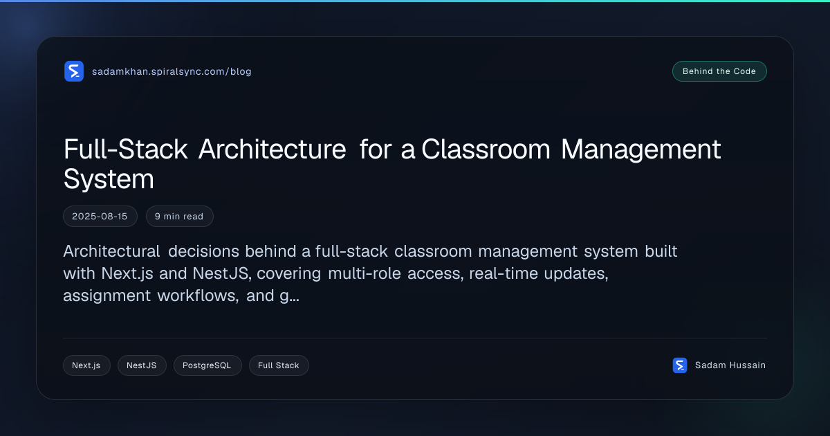Full-Stack Architecture for a Classroom Management System