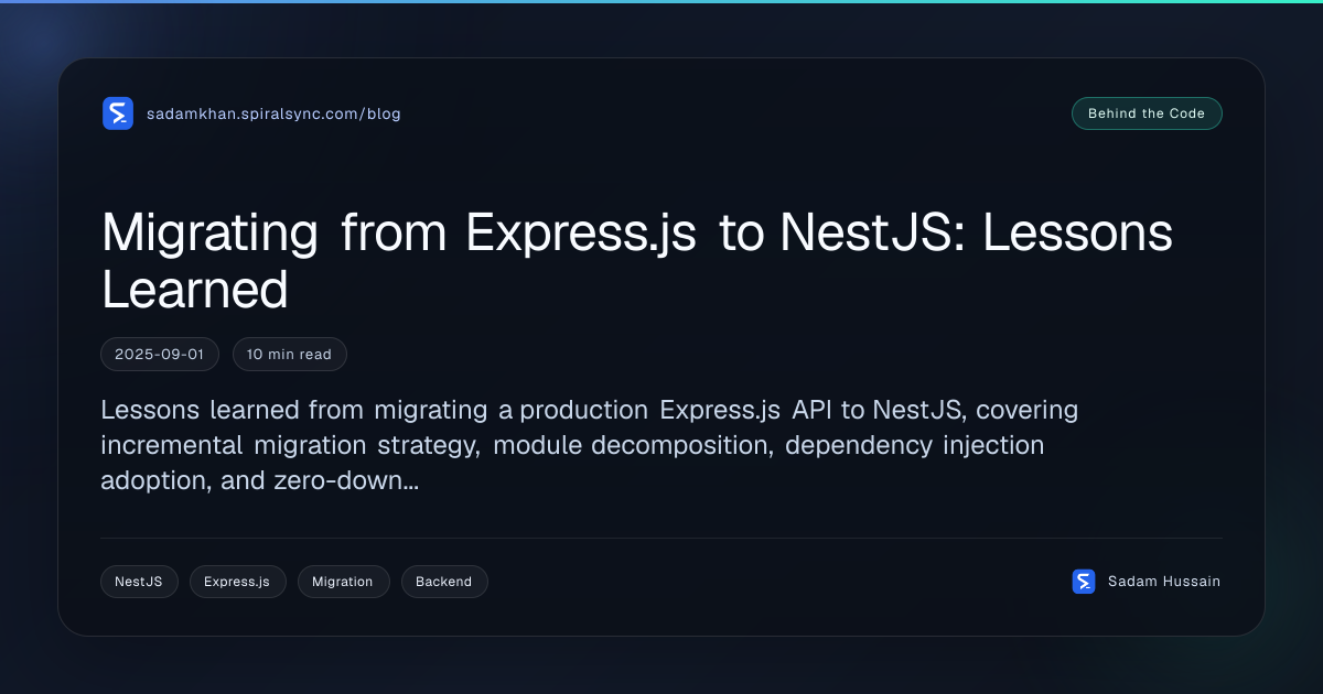Migrating from Express.js to NestJS: Lessons Learned