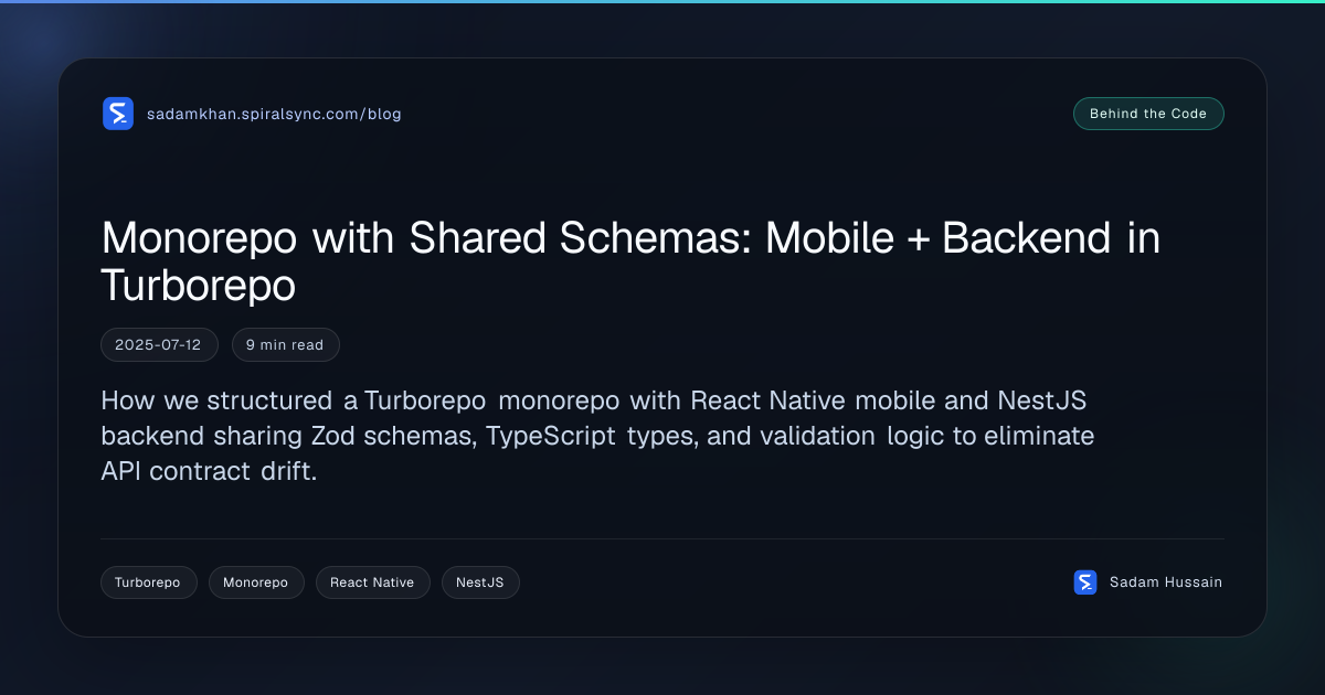Monorepo with Shared Schemas: Mobile + Backend in Turborepo