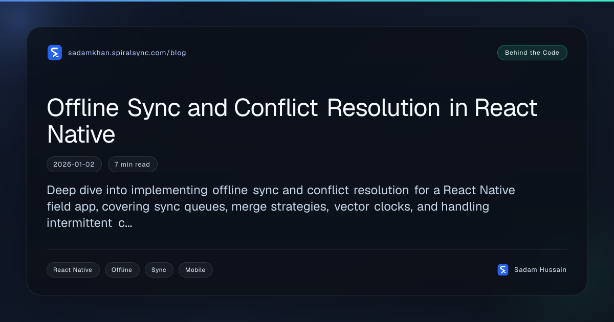 Offline Sync and Conflict Resolution in React Native