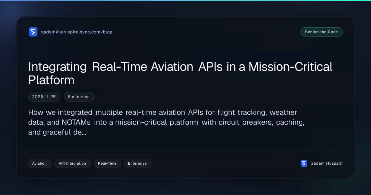 Integrating Real-Time Aviation APIs in a Mission-Critical Platform