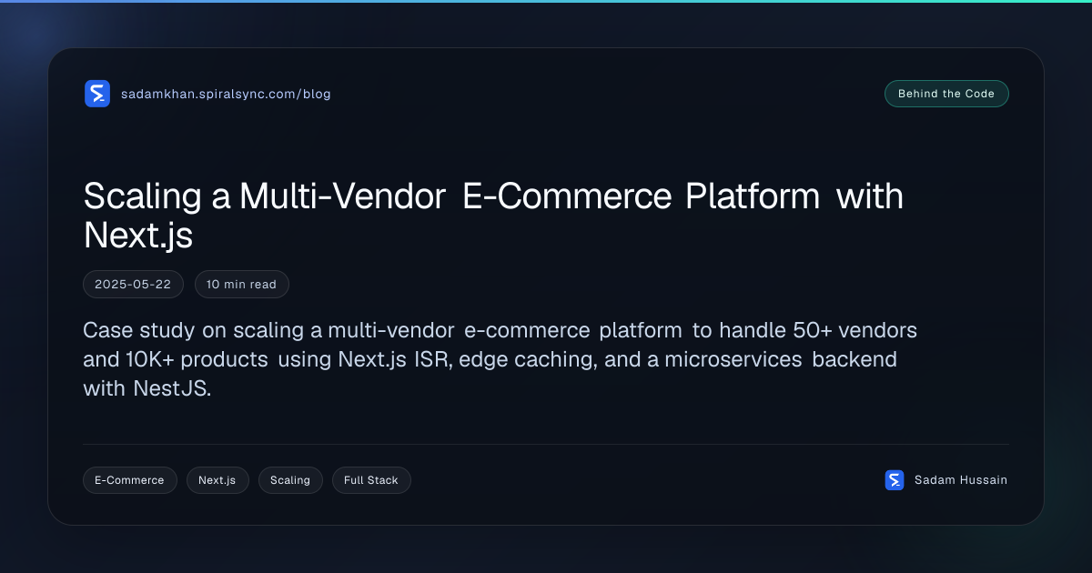 Scaling a Multi-Vendor E-Commerce Platform with Next.js