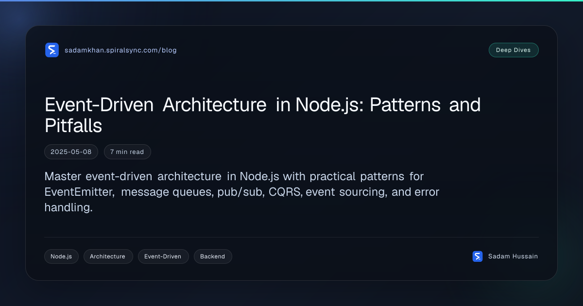 Event-Driven Architecture in Node.js: Patterns and Pitfalls