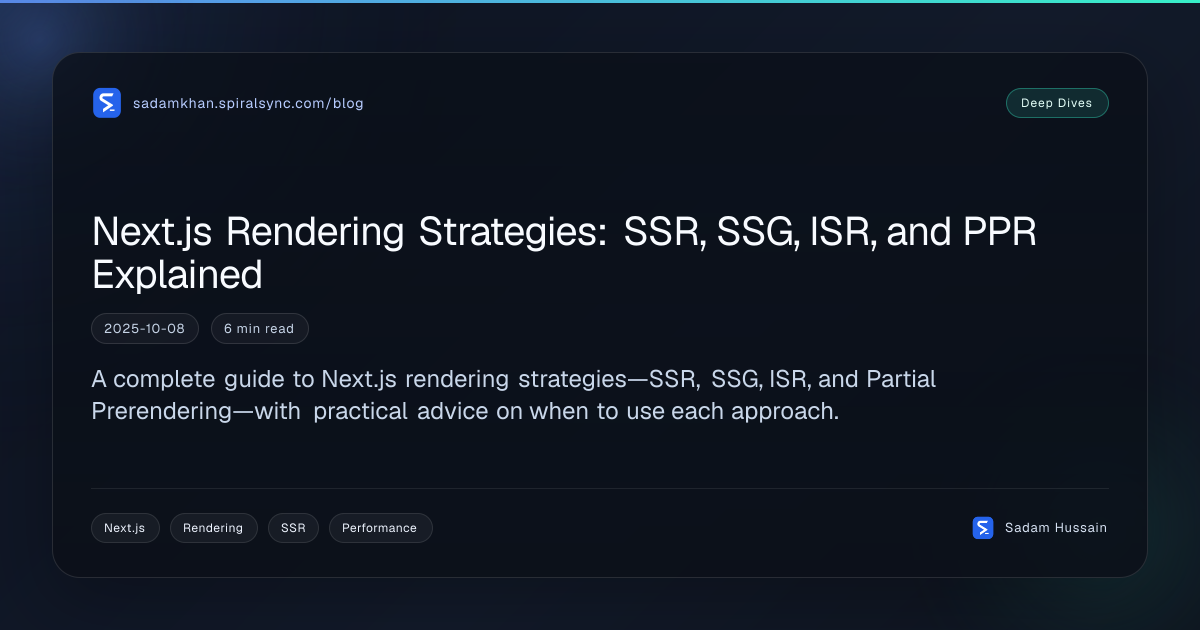 Next.js Rendering Strategies: SSR, SSG, ISR, and PPR Explained