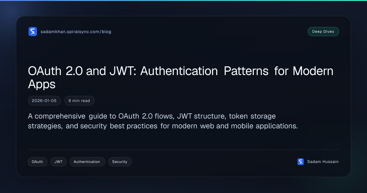 OAuth 2.0 and JWT: Authentication Patterns for Modern Apps