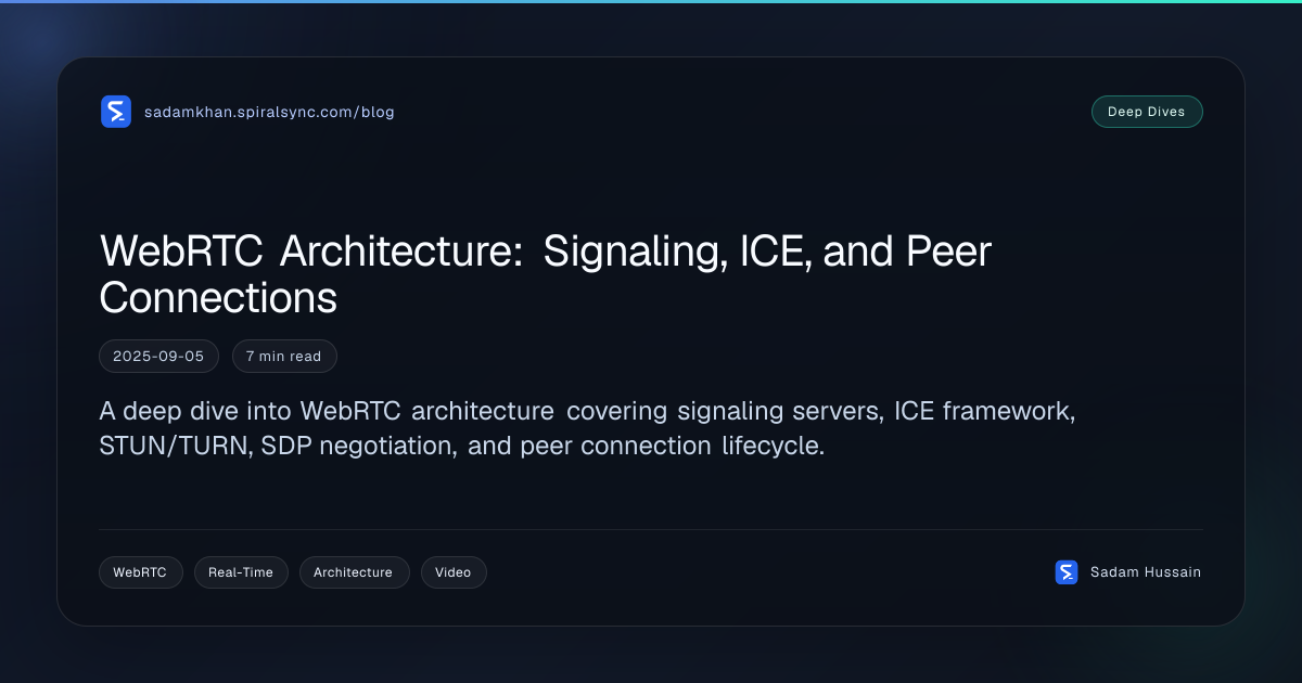 WebRTC Architecture: Signaling, ICE, and Peer Connections