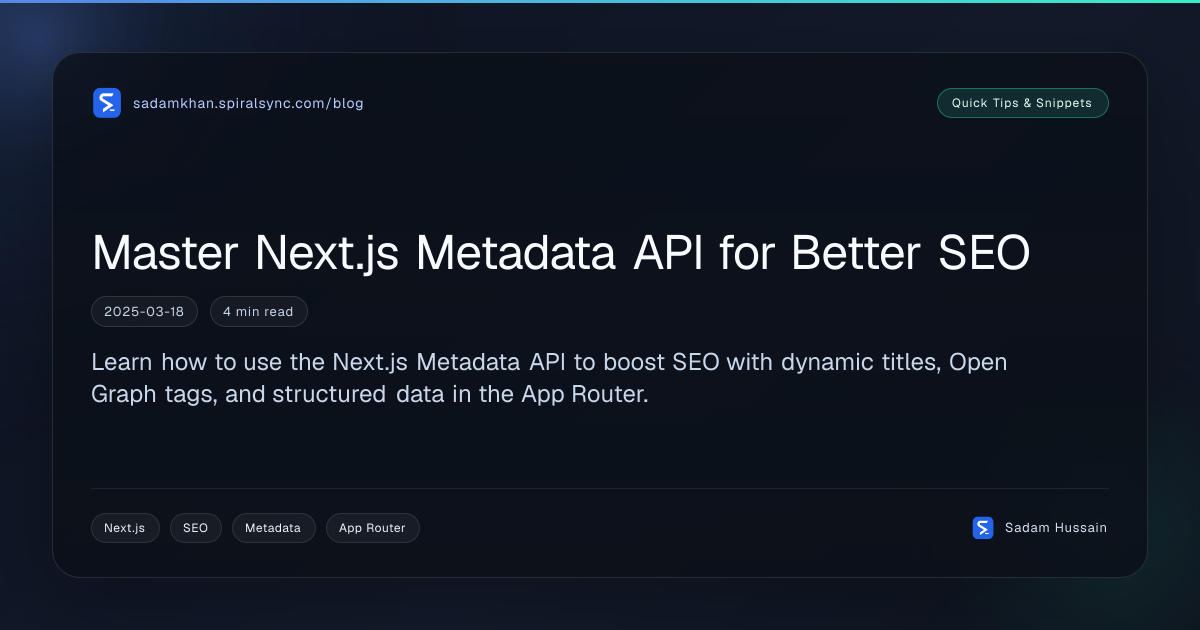 Master Next.js Metadata API for Better SEO