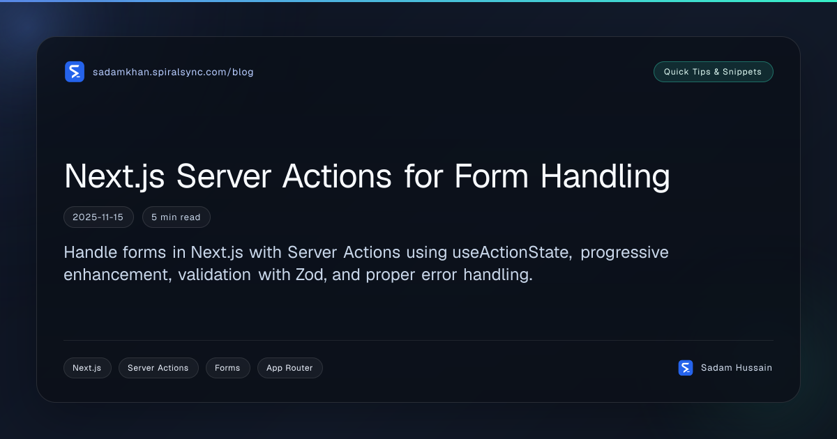 Next.js Server Actions for Form Handling