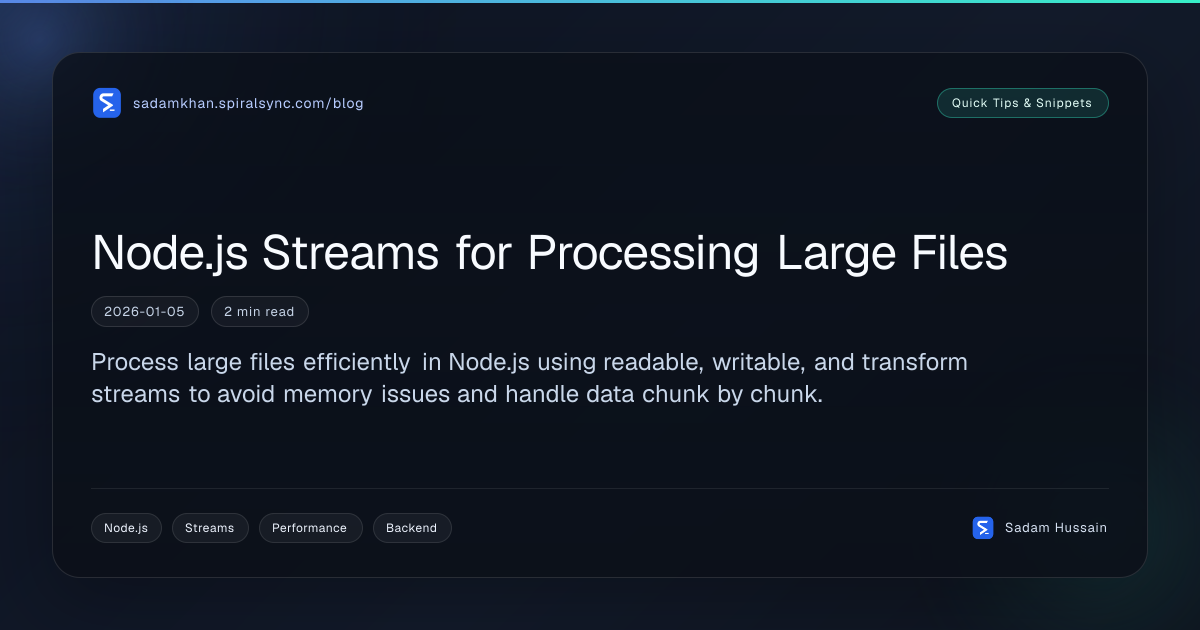 Node.js Streams for Processing Large Files