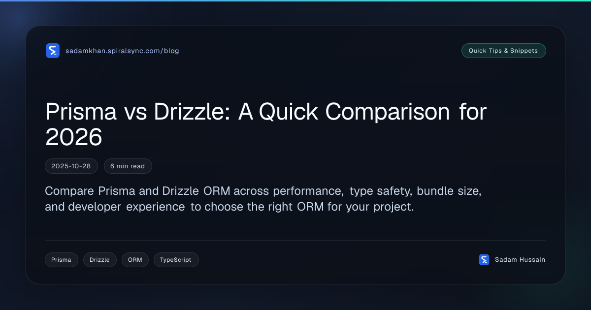 Prisma vs Drizzle: A Quick Comparison for 2026