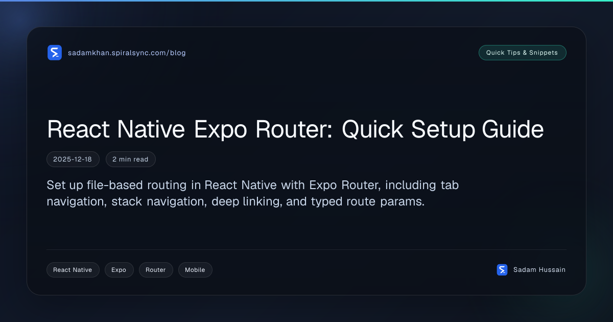 React Native Expo Router: Quick Setup Guide