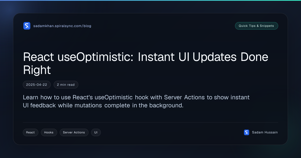 React useOptimistic: Instant UI Updates Done Right