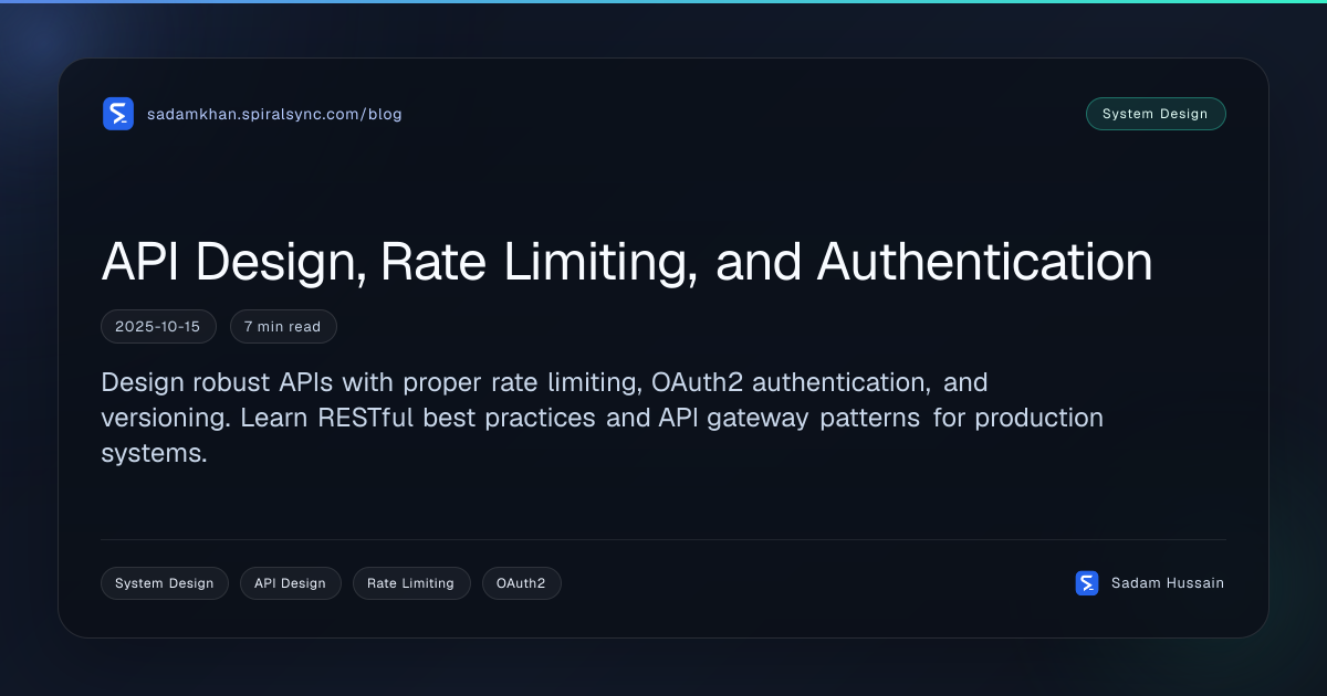 API Design, Rate Limiting, and Authentication