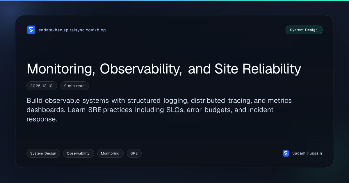 Monitoring, Observability, and Site Reliability