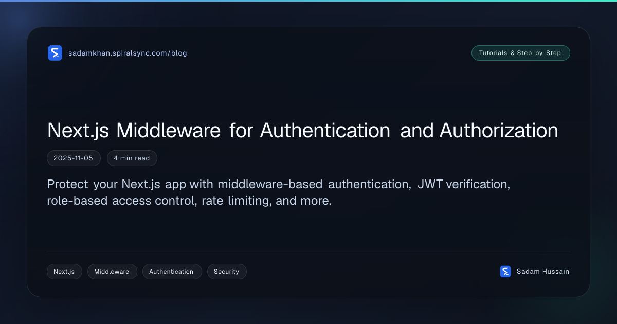 Next.js Middleware for Authentication and Authorization
